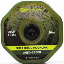 RIDGEMONKEY - Šňůrka RM-Tec Soft Braid Hooklink 25 lb 20 m Weed Green