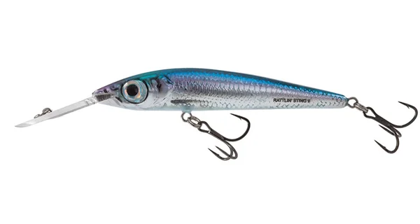SALMO - Wobler Rattlin sting deep runner - 9 cm holographic blue