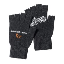 SAVAGE GEAR - Rukavice Knitted Half Finger Glove Dark Grey Melange vel. L
