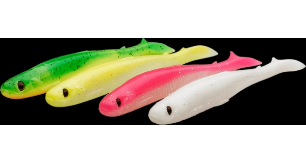 SAVAGE GEAR - Sada nástrah Slender Scoop Shad 11 cm 7 g Dark Water Mix 4 ks