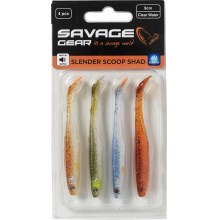 SAVAGE GEAR - Sada nástrah Slender Scoop Shad 9 cm 4 g Clear Water Mix 4 ks