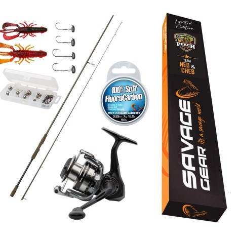 SAVAGE GEAR - Sada prutu OKOUN, navijáku a nástrah 2,21 m 5 - 18 g Perch Academy Kit