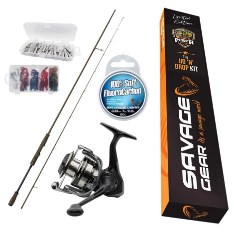 SAVAGE GEAR - Set Prutu Perch Academy Kit 3 The Jig N Drop Kit 2,33 m 5-18 g