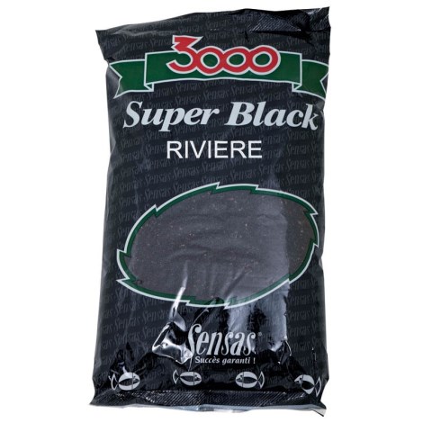 SENSAS - Krmení 3000 Super Black Řeka Černý 1 kg