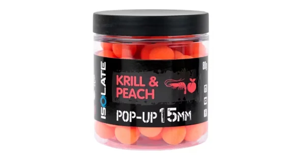 SHIMANO - Plovoucí boilie Isolate Pop-Up Krill Peach Fluoro Orange 15 mm 80 g