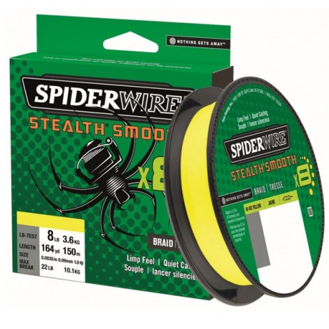 SPIDERWIRE - Pletená šňůra Stealth Smooth8 Žlutá 0,11 mm 10,3 kg 150 m