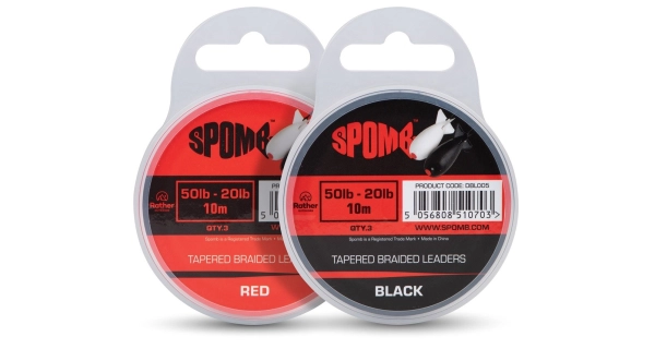 SPOMB - Ujímaný šokový vlasec Tapered Braided Leaders 50-20 lb 3x10 m Černý