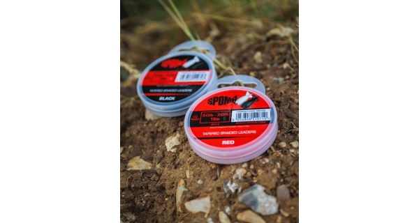 SPOMB - Ujímaný šokový vlasec Tapered Braided Leaders 50-20 lb 3x10 m Černý