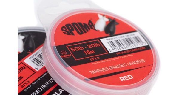 SPOMB - Ujímaný šokový vlasec Tapered Braided Leaders 50-20 lb 3x10 m Červený