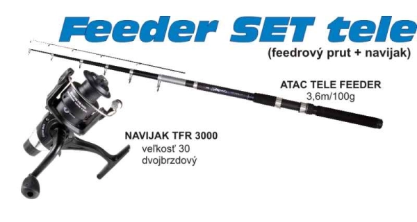 SPORTS - Set Prut Atac Tele Feeder 3,6 m 100 g + Naviják TFR 3000