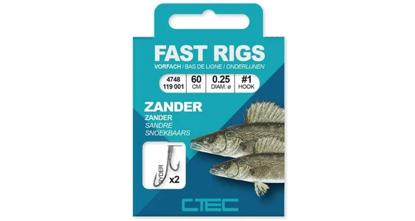 SPRO - Hotový návazec C-Tec Zander Ryder Hookrigs 0,20 mm 60 cm vel. 4