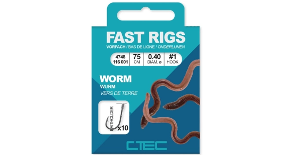 SPRO - Hotový návazec na úhoře C-Tec Worm Baitholder Hook Rigs 75 cm 0,25 mm vel. 8 10 ks