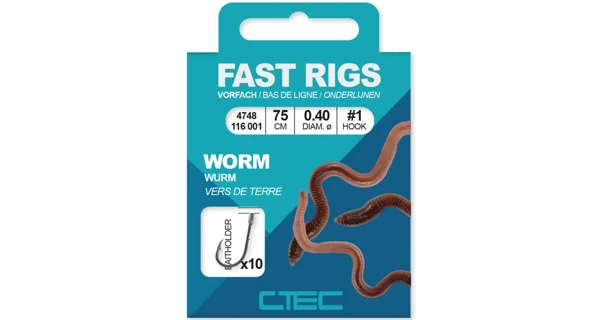 SPRO - Hotový návazec na úhoře (úhořák) C-Tec Worm Baitholder Hook Rigs 75 cm 0,22 mm vel. 10 10 ks