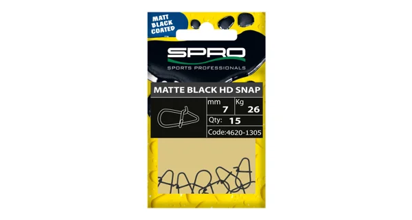SPRO - Karabinka Matte Black HD Snap 6 mm 21 kg 15 ks