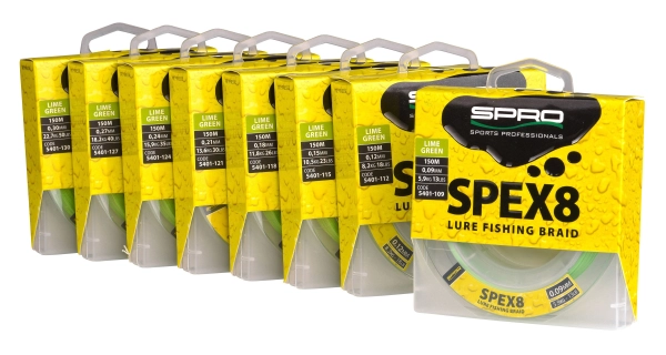 SPRO - Pletená Šňůra SPEX8 Braid Lime Green 0,27 mm 150 m