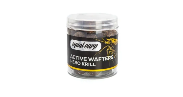 SQUAT CARP - Rozpustné neutrálně vyvážené boilies Active Wafters Hero Krill 18 mm 150 g