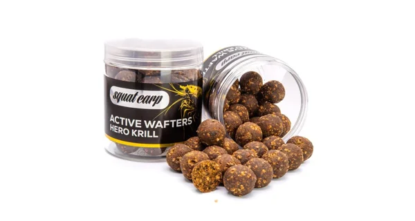 SQUAT CARP - Rozpustné neutrálně vyvážené boilies Active Wafters Hero Krill 20 mm 150 g