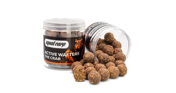 SQUAT CARP - Rozpustné neutrálně vyvážené boilies Active Wafters The Crab 18 mm 150 g