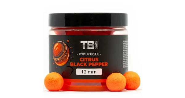 TB BAITS - Plovoucí Boilie Pop-Up Citrus Black Pepper 12 mm 65 g + NHDC