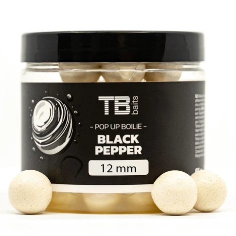 TB BAITS - Plovoucí Boilie Pop-Up White Black Pepper 12 mm 65 g +NHDC