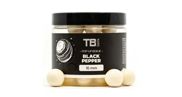 TB BAITS - Plovoucí Boilie Pop-Up White Black Pepper 16 mm 65 g +NHDC