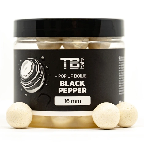 TB BAITS - Plovoucí Boilie Pop-Up White Black Pepper 16 mm 65 g +NHDC