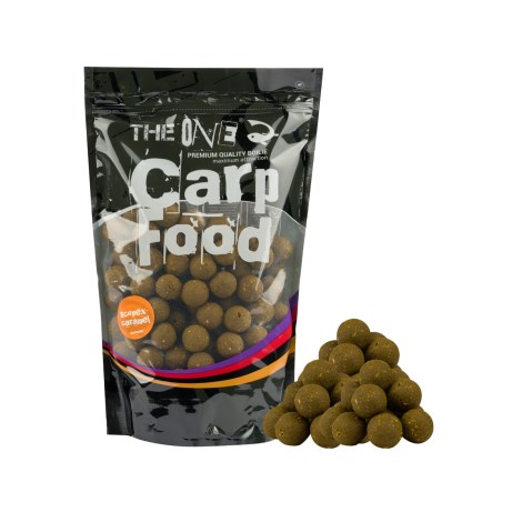 THE ONE - Rozpustné boilie Carp Food Soluble Gold 1 kg 22 mm Scopex–karamel