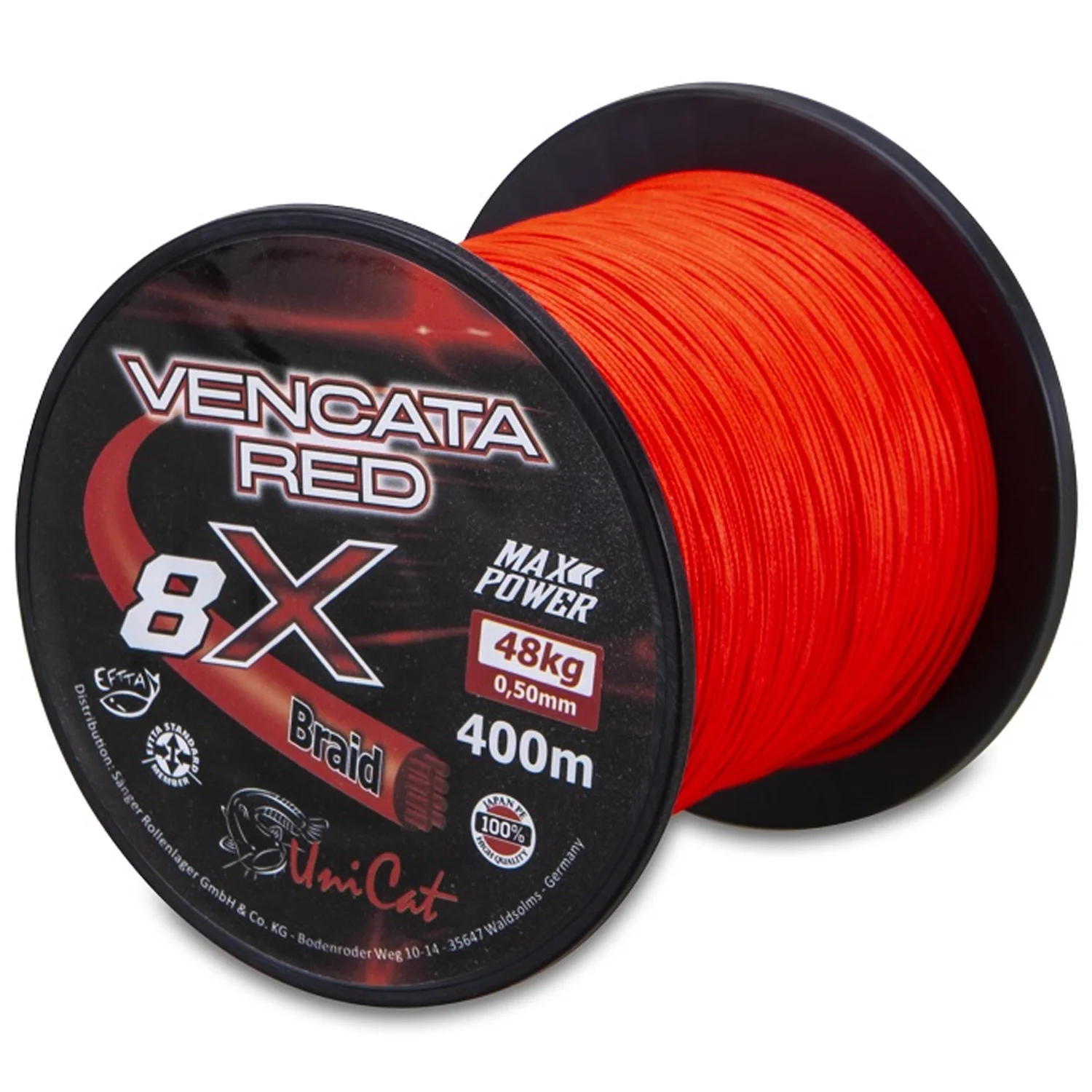 UNI CAT - Šňůra 8 X Vencata Red 0,60 mm, 400 m, 57 kg