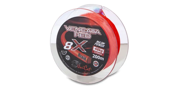 UNI CAT - Šňůra 8X Vencata Red 0,37 mm 34 kg 200 m
