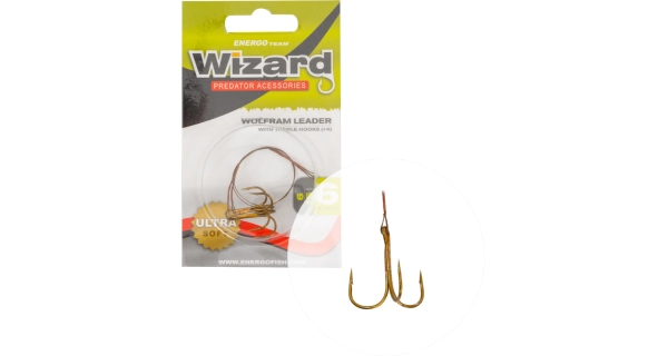 WIZARD - Návazec Wolfram s trojháčkem 22,5 cm 9 kg 2 ks