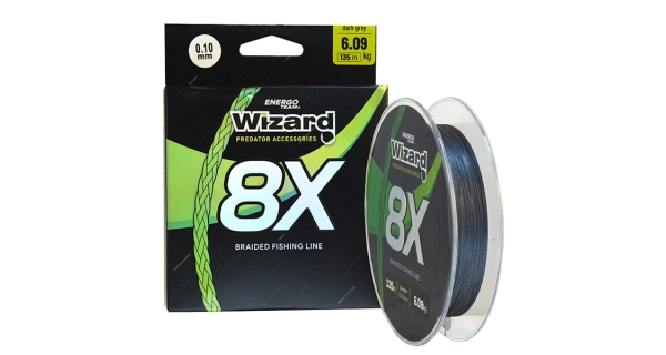 WIZARD - Pletená šňůra 8X Dark Grey 0,40 mm 40,95 kg 135 m
