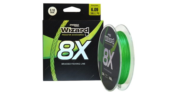 WIZARD - Pletená šňůra 8X Lime Green 0,10 mm 6,09 kg 135 m