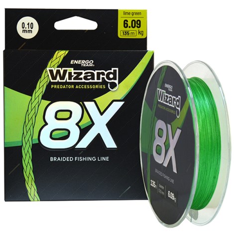 WIZARD - Pletená šňůra 8X Lime Green 0,20 mm 15,92 kg 135 m