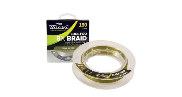 WIZARD - Pletená šňůra Edge Pro 8X Braid Olive Green 0,07 mm 6,65 kg 150 m