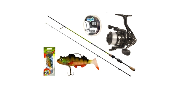 WIZARD - Přívlačový set Prut Fine UL Spin 2-6 g 1,93 m + Naviják Black Evo