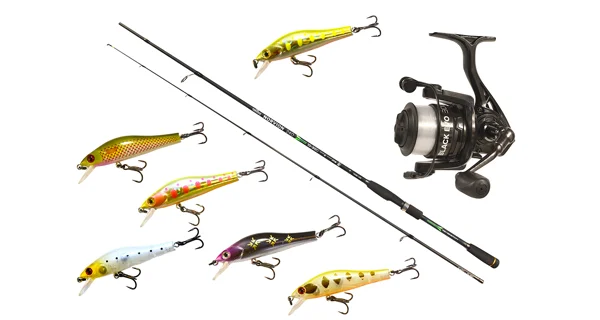 WIZARD - Přívlačový set Prut Norvion 2,28 m 3-17 g + Naviják Black EVO 3000 s vlascem