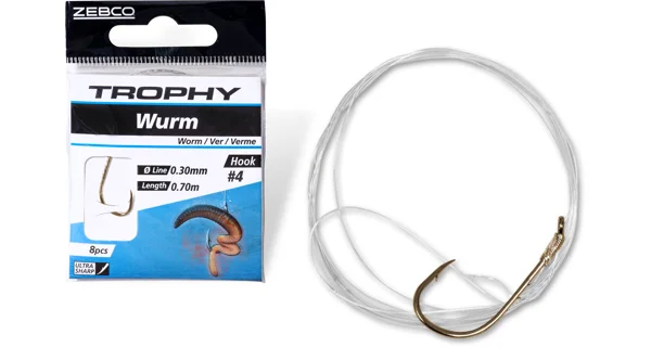 ZEBCO - Hotový návazec Trophy Worm 70 cm vel. 2 8 ks