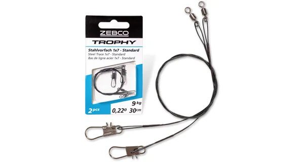 ZEBCO - Ocelové lanko Trophy Steel Trace 1x7 Standard L 30 cm 9 kg 2 ks