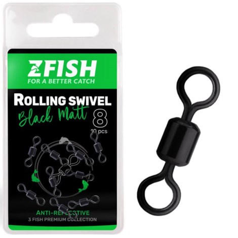 ZFISH - Obratlík Rolling Swivel Black Matt vel. 8 10 ks