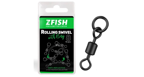 ZFISH - Obratlík Rolling Swivel With Ring Black Matt vel. 8 10 ks