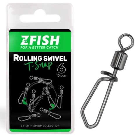 ZFISH - Obratlík Rolling Swivel With T Snap vel. 10 10 ks