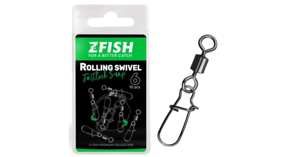 ZFISH - Obratlík s karabinkou Rolling Swivel & Fastlock Snap vel. 6 10 ks